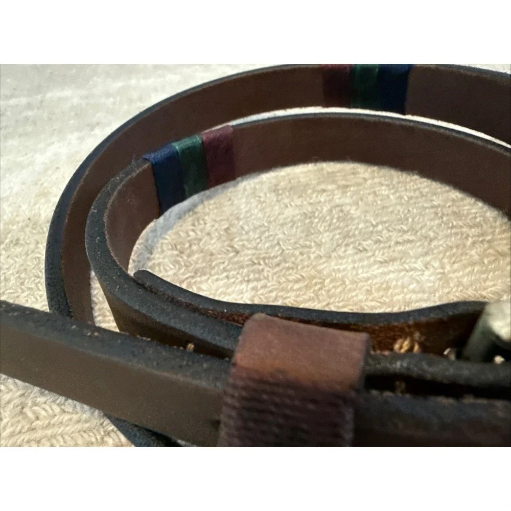 Industria Argentina Brown Handmade Leather Embroidered Gaucho Polo Belt 32